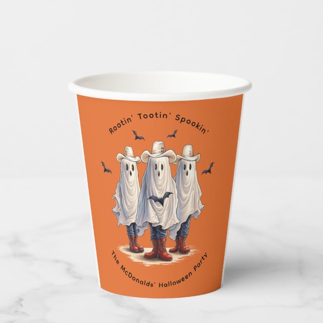 Western Cowboy Ghost Thema Spooky Halloween-Party Pappbecher (Vorderseite)