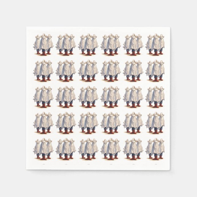 Western Cowboy Ghosts Spooky Halloween Muster Serviette (Vorderseite)