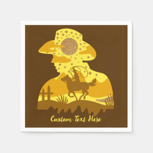 Western Cowboy Glitzer Pferd Lasso Personalisiert Serviette