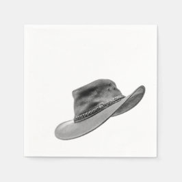 Western Cowboy Hat Black & White Paper Napkin Serviette
