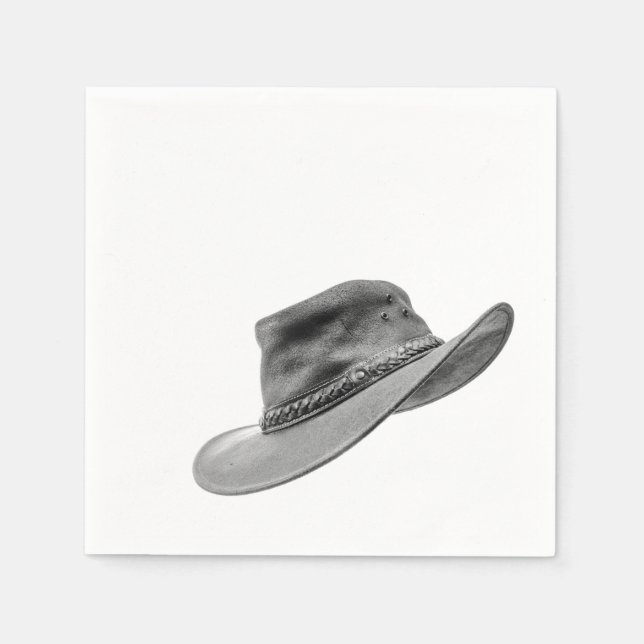 Western Cowboy Hat Black & White Paper Napkin Serviette (Vorderseite)