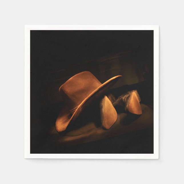 Western Cowboy Hat & Boots Paper Napkin Serviette (Vorderseite)