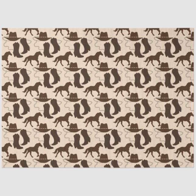 Western Cowboy Hat Boots Pferd Seidenpapier (Vorderseite)