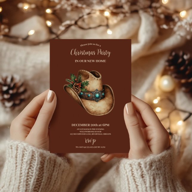 Western Cowboy Hat Christmas 9 Photo   Einladung (Von Creator hochgeladen)