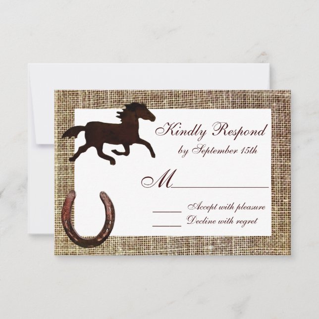 Western Cowboy Horse Horseshoe Wedding RSVP Cards (Vorderseite)