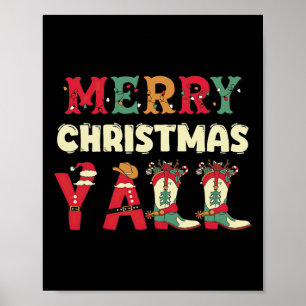 Western Cowboy Howdy Frohe Weihnachts Yall Cowgirl Poster