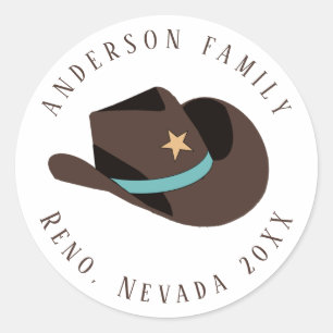 Western Cowboy Hut Familienzusammenkunft ID1318 Runder Aufkleber