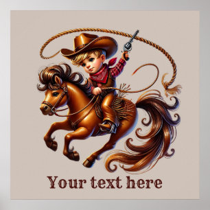 Western Cowboy-Jungen individuell anpassbar Poster