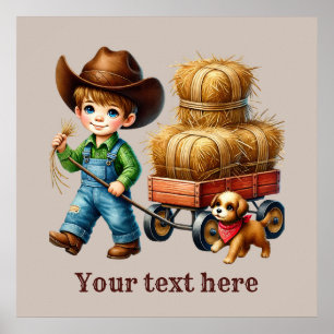 Western Cowboy-Jungen individuell anpassbar Poster