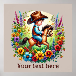 Western Cowboy-Jungen individuell anpassbar Poster