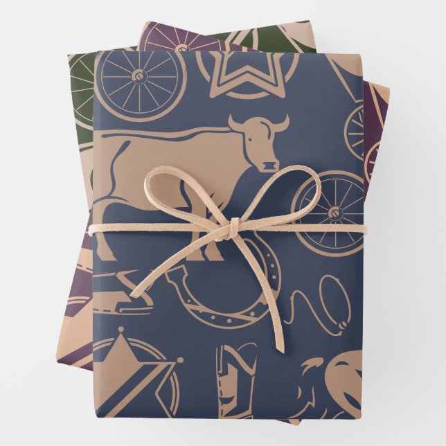 Western Cowboy Kid's Geburtstagsparty Geschenkpapier Set (Beispiel)