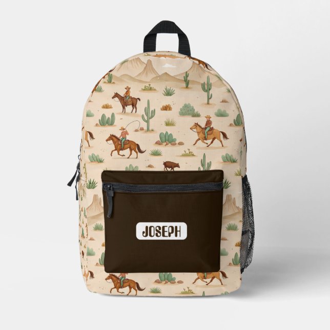 Western Cowboy Kids Personalized Backpack Bedruckter Rucksack (Vorderseite)