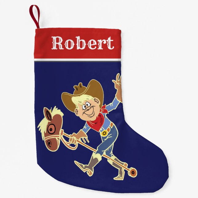 Western Cowboy-Kind auf Stick-Pferd Kleiner Weihnachtsstrumpf (Vorderseite)