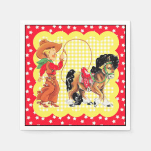 Western Cowboy Kind mit Pferd und Seil Party Serviette