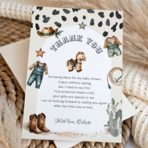 Western Cowboy Kleidung Kinderdusche Dankeskarte