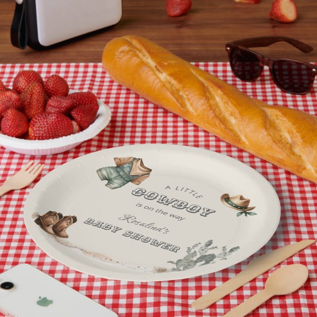 Western Cowboy Kleidung Kinderdusche Pappteller (Picknick)