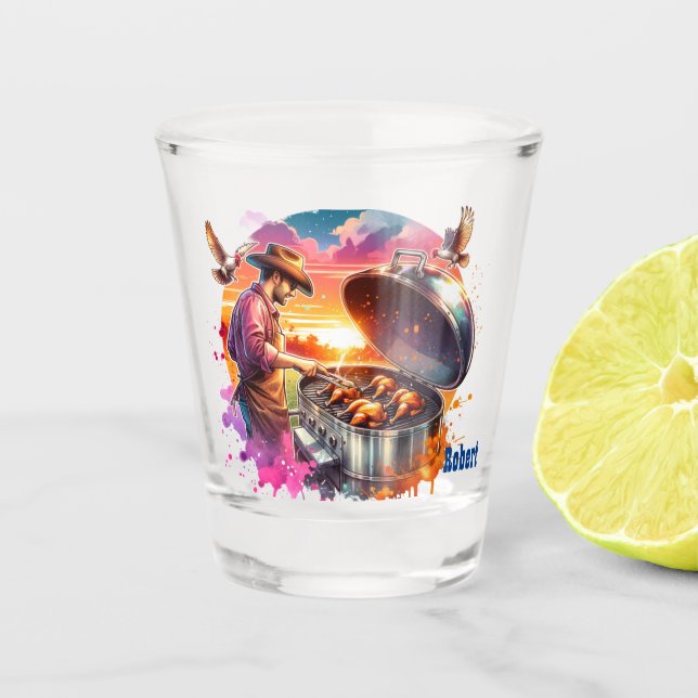 Western Cowboy Kochen GRILLEN Pit Custom Schnapsglas (Vorderseite)