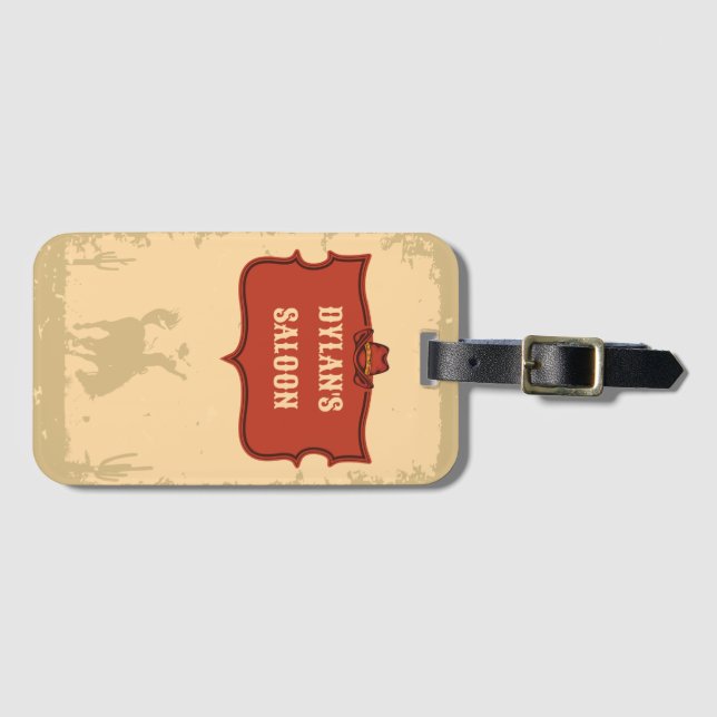 Western Cowboy Monogram Rustikaler Name Saloon Gepäckanhänger (Vorderseite (Horizontal))