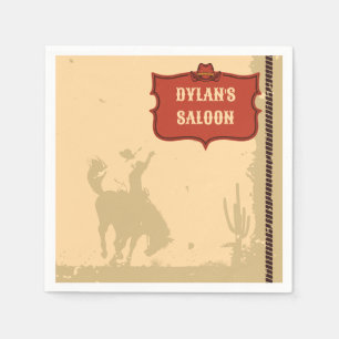 Western Cowboy Monogram Rustikaler Name Saloon Serviette