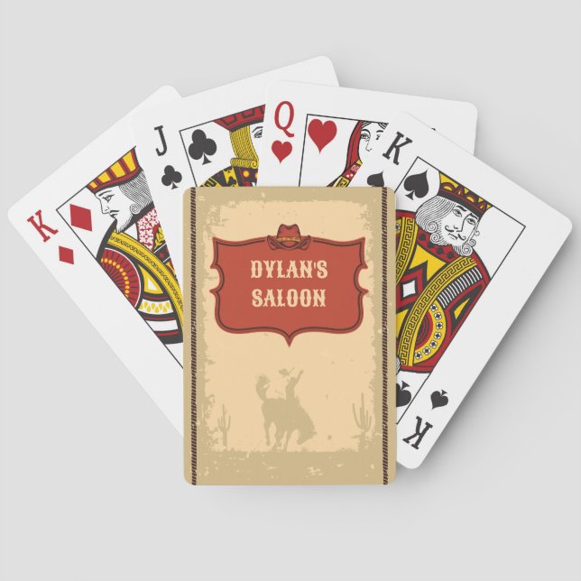 Western Cowboy Monogram Rustikaler Name Saloon Spielkarten (Rückseite)
