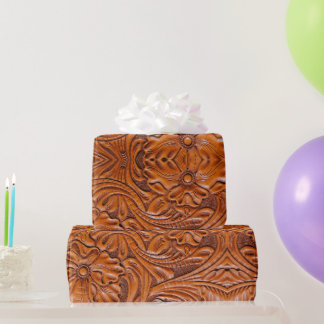 Western Cowboy-Naturstil aus geschliffenem Leder Geschenkpapier
