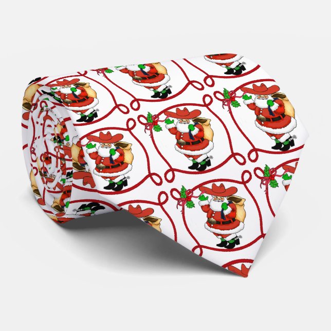 Western Cowboy Père Noël Cravate de Noël (Roulé)