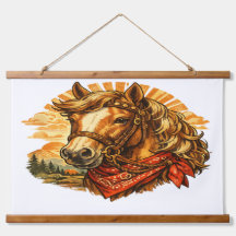 Western Cowboy Pferd rotes Bandana Wandbehang Tape