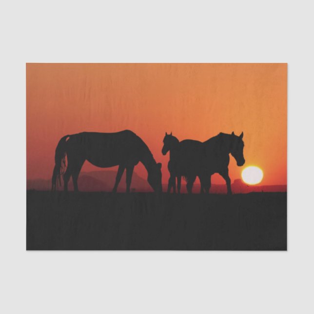 Western Cowboy Pferde Sonnenuntergang 15 Decoupage Seidenpapier (Vorderseite)