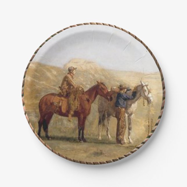 Western-Cowboy-PferdeParty-Teller Pappteller (Vorderseite)