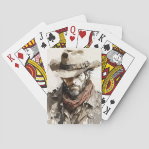 Western Cowboy Portrait Malerei Historische Pferde Spielkarten