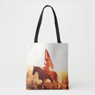 Western - Cowboy-Portrait mit US-Flagge Tasche