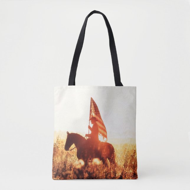 Western - Cowboy-Portrait mit US-Flagge Tasche (Vorderseite)