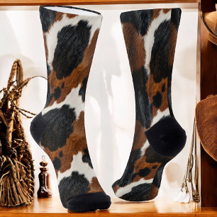 Western Cowboy Ranch Cowhide Pattern Socken