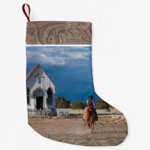 Western Cowboy reiten Pferd zur Kirche Imitate Led Kleiner Weihnachtsstrumpf