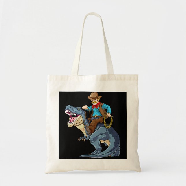 Western Cowboy Riding T Rex Dinosaur Wild West Din Tragetasche (Vorne)