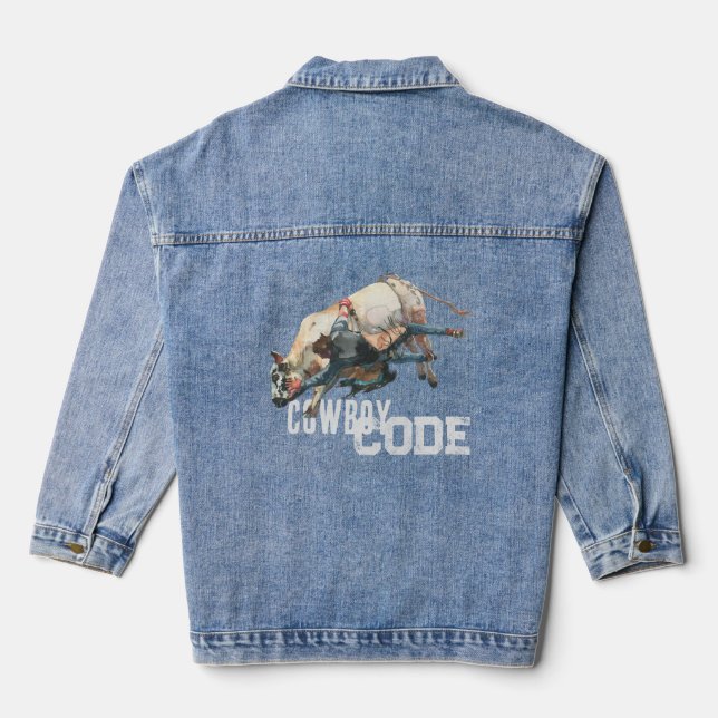 Western Cowboy Rodeo Bull Jeansjacke (Rückseite)