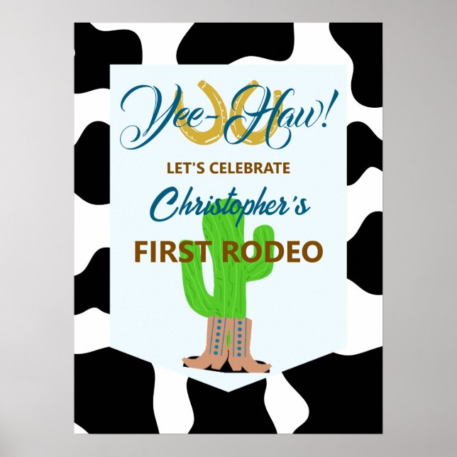 Western Cowboy Rodeo Geburtstag Poster (Vorne)