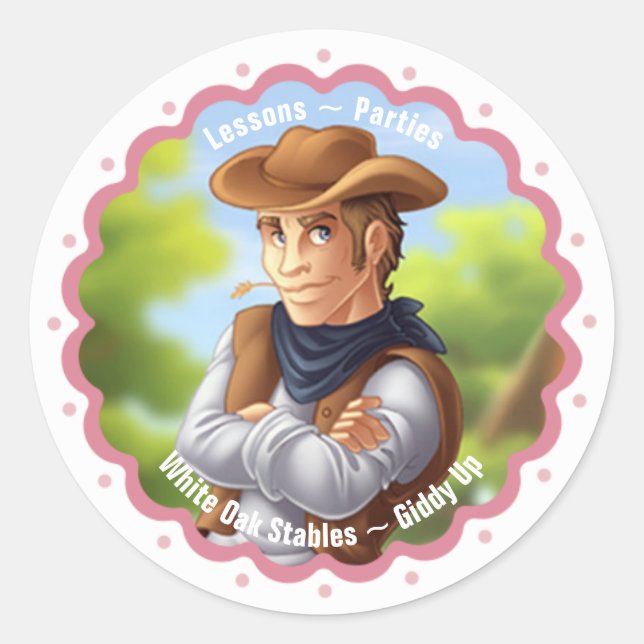 Western Cowboy Runder Aufkleber (Vorderseite)