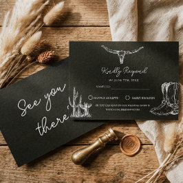Western Cowboy Rustic Desert Country Boots Wedding RSVP Karte