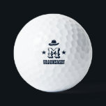 Western Cowboy Rustikale Trauzeuge Name Monogram Golfball<br><div class="desc">Personalisierte Geschenke für Trauzeugen mit Western Cowboy Thema. Dekoriert mit Cowboyhut mit Vintagem Western Schriftart. Text und Farbe können mit dem Design-Tool bearbeitet werden,  um Ihren Bedürfnissen gerecht zu werden. Holen Sie sich dieses individuelles Geschenk für Hochzeiten,  Bachelor-Party,  Verlobungsfeier oder andere besondere Anlässe.</div>