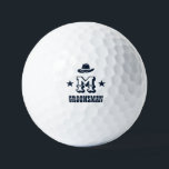 Western Cowboy Rustikale Trauzeuge Name Monogram Golfball<br><div class="desc">Personalisierte Geschenke für Trauzeugen mit Western Cowboy Thema. Dekoriert mit Cowboyhut mit Vintagem Western Schriftart. Text und Farbe können mit dem Design-Tool bearbeitet werden,  um Ihren Bedürfnissen gerecht zu werden. Holen Sie sich dieses individuelles Geschenk für Hochzeiten,  Bachelor-Party,  Verlobungsfeier oder andere besondere Anlässe.</div>