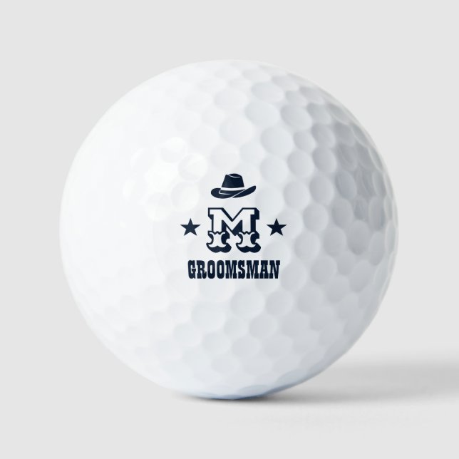 Western Cowboy Rustikale Trauzeuge Name Monogram Golfball (Vorderseite)