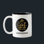 Western Cowboy Rustikale Trauzeuge Name Monogram Zweifarbige Tasse<br><div class="desc">Personalisierte Geschenke für Trauzeugen mit Western Cowboy Thema. Dekoriert mit Cowboyhut mit Vintagem Western Schriftart. Text und Farbe können mit dem Design-Tool bearbeitet werden, um Ihren Bedürfnissen gerecht zu werden. Holen Sie sich dieses individuelles Geschenk für Hochzeiten, Bachelor-Party, Verlobungsfeier oder andere besondere Anlässe.</div>