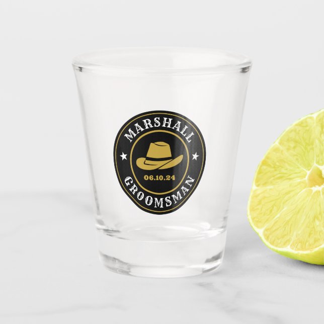Western Cowboy Rustikales Logo Personalisierte Tra Schnapsglas (Vorderseite)