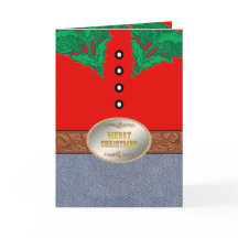 Western Cowboy Santa Belt Buckle Red Shirt Jeans