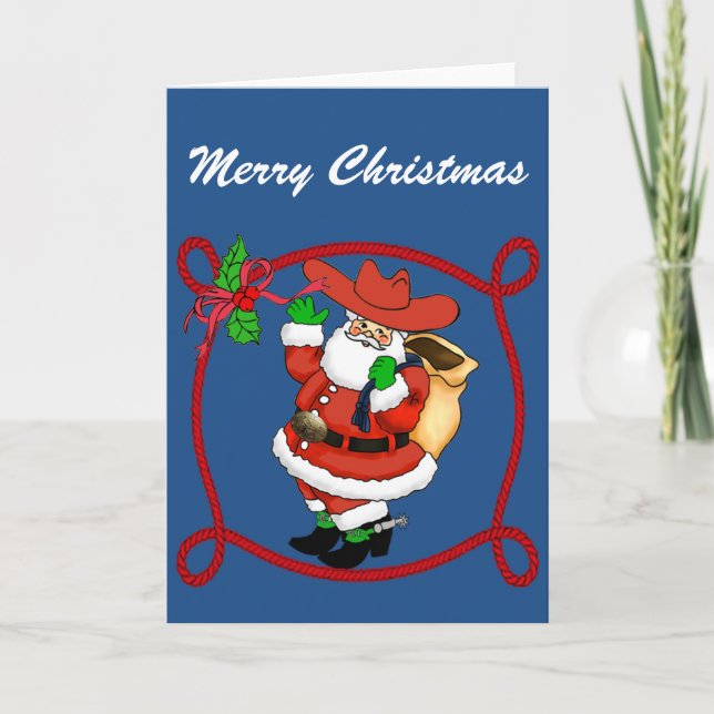 Western Cowboy Santa Feiertagskarte (Vorderseite)