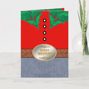 Western Cowboy Santa Gürtel Schnalle Rotes Hemd Je Karte