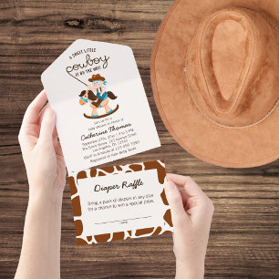 Western-Cowboy-Schaukelpferd-Junge-Baby-Party All In One Einladung