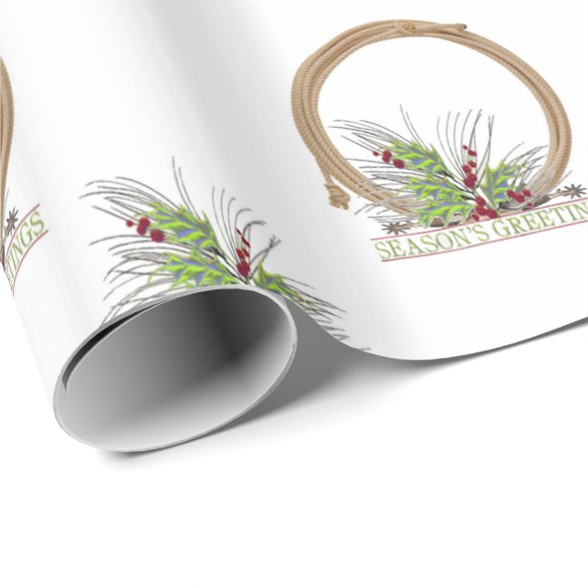 Western-Cowboy-Seil-WeihnachtsWreath Geschenkpapier (Rolleneckpunkt)
