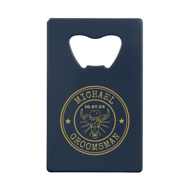 Western Cowboy-Skull-Logo für individuelle Trauzeu Geldbeutel Flaschenöffner (Vorderseite)